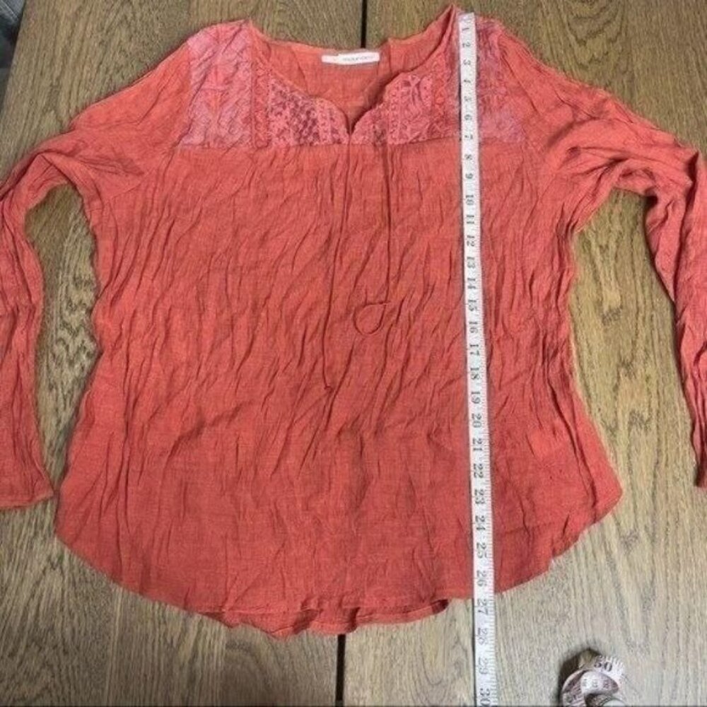 Maurices Burnt Orange Long Sleeve Top w/ Lace - Picture 7 of 9